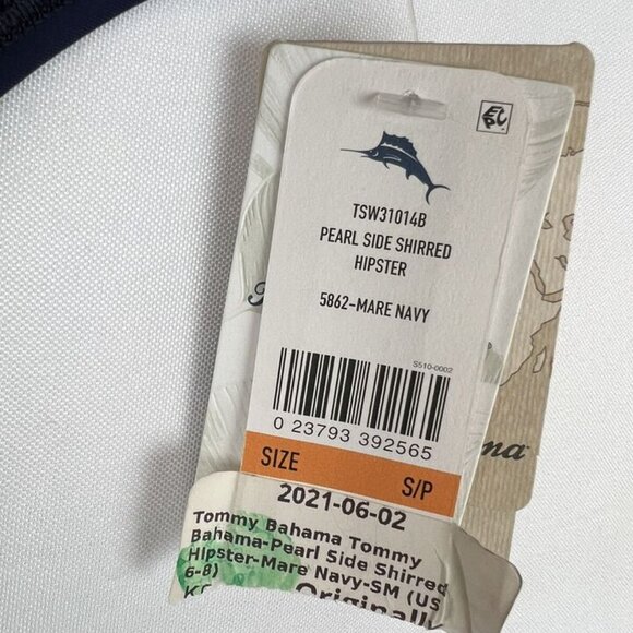 Tommy Bahama Women’s Side Shirred Blue Hipster Bikini Bottom Size Small - Picture 5 of 5